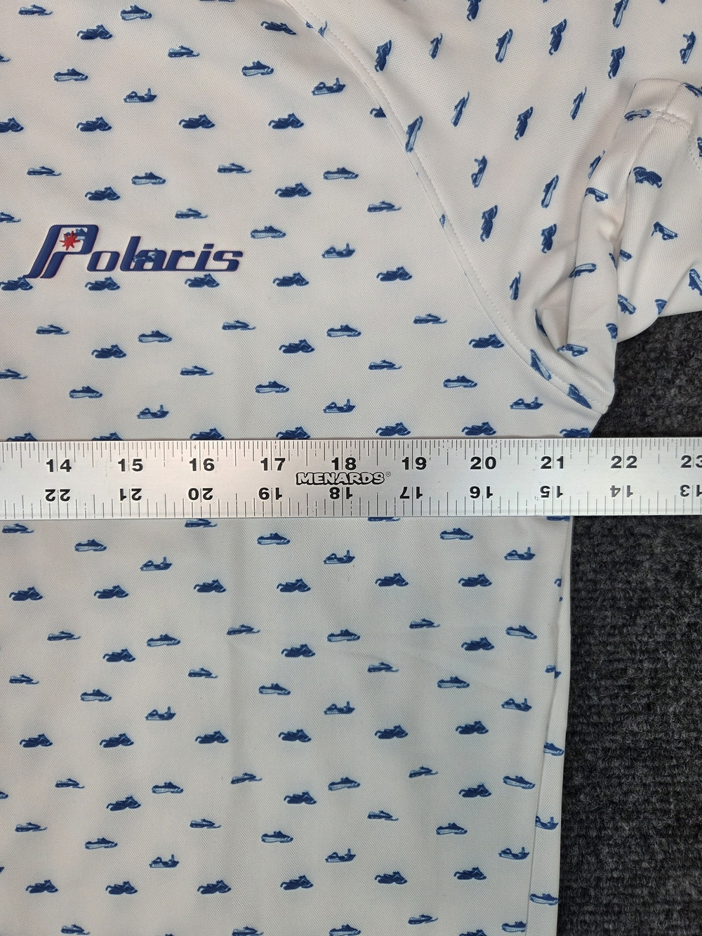 NEW UNRL Golf Polaris Polo Shirt Mens Medium Blue White Snowmobiles - Picture 3 of 7